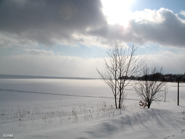 雪景色 北海道 冬 道東 サロマ湖